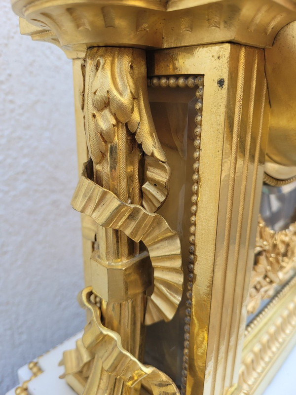 Pendulum In Gilt Bronze And Marble, Carpenter, Napoleon III, 19th Century