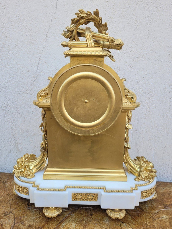 Pendulum In Gilt Bronze And Marble, Carpenter, Napoleon III, 19th Century
