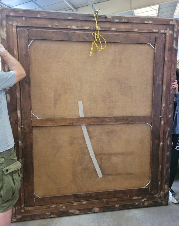 *Offre spéciale *Reines au Palais,  Grande Huile Sur Toile, XIXème Siècle