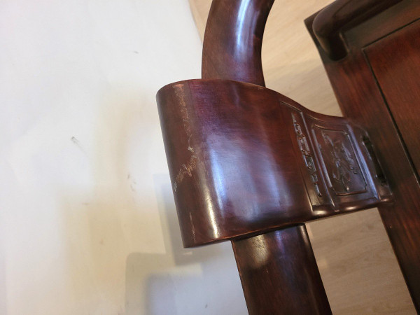 Panchina cinese in legno intagliato, fine XIX inizio XX secolo