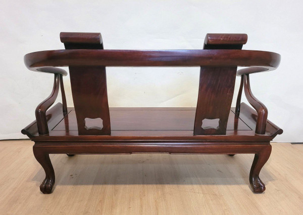 Panchina cinese in legno intagliato, fine XIX inizio XX secolo