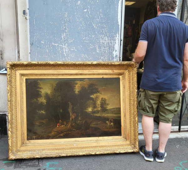 Paysage de forêt, Huile sur toile encadrée, XIXème siècle