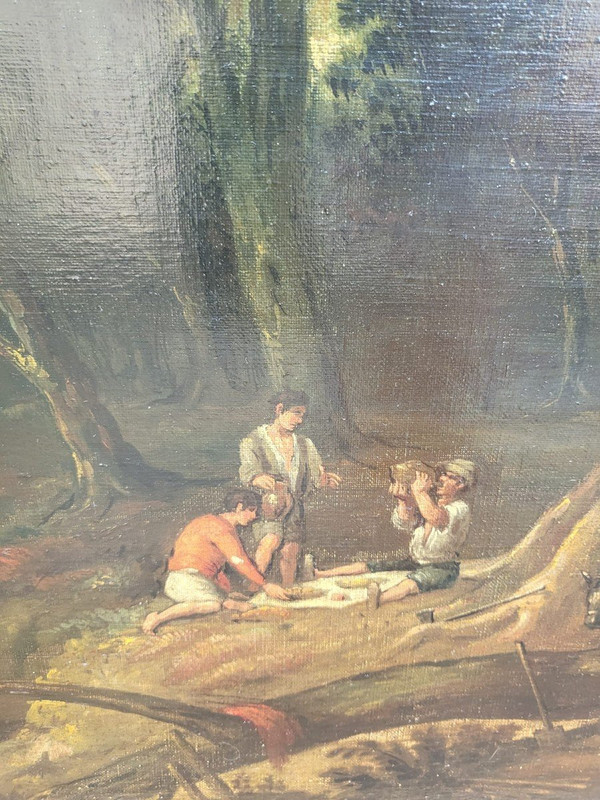 Paysage de forêt, Huile sur toile encadrée, XIXème siècle
