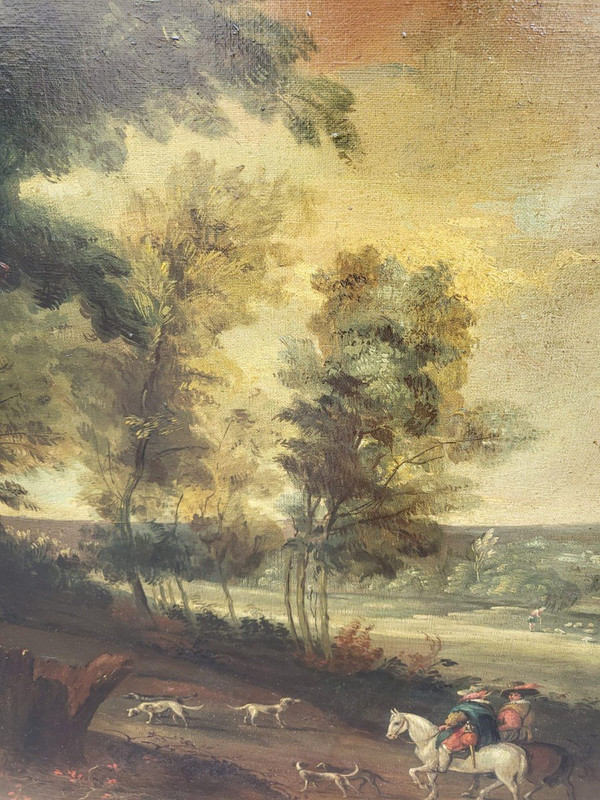 Paysage de forêt, Huile sur toile encadrée, XIXème siècle
