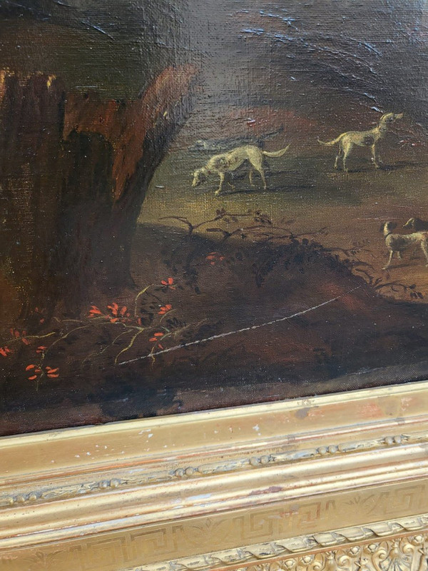 Paysage de forêt, Huile sur toile encadrée, XIXème siècle