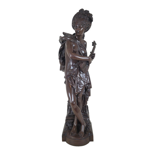 Carrier-Belleuse, Zikade, große signierte Bronze, 19. Jahrhundert