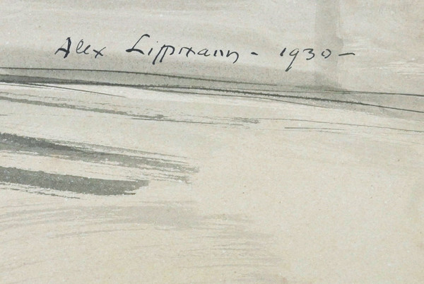 Alexandre Auguste LIPPMANN, Femme nue étendue sur un canapé