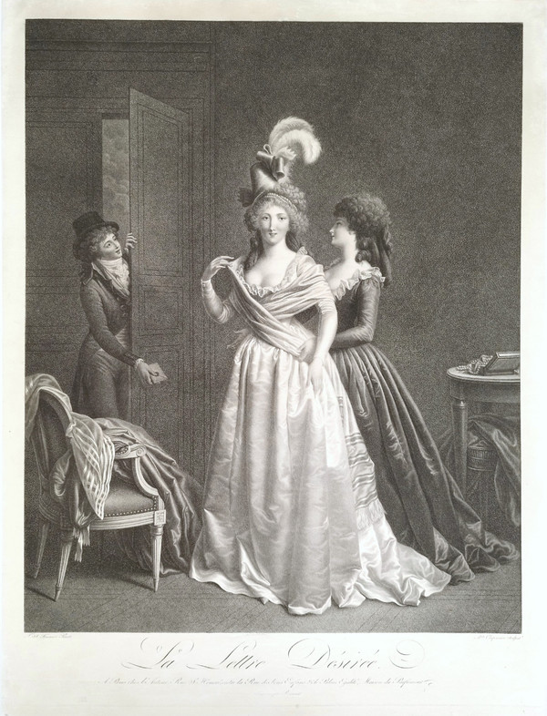 Engraving The Letter Desired Etching After Fournier Engraved By Alexandre Chaponnier Old Print