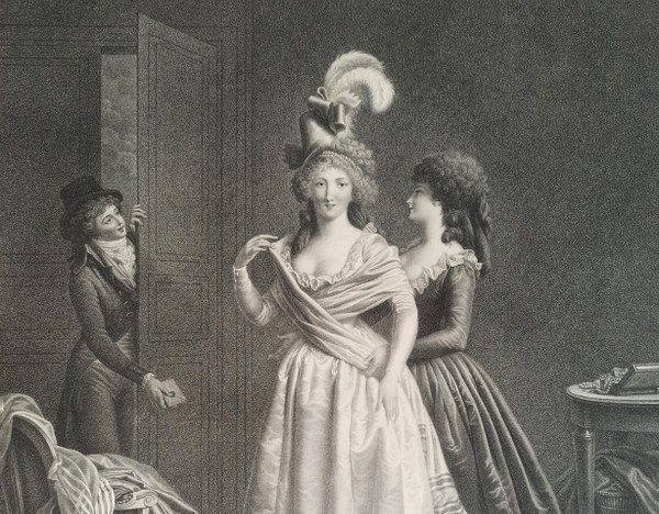 Engraving The Letter Desired Etching After Fournier Engraved By Alexandre Chaponnier Old Print