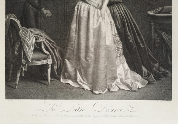 Engraving The Letter Desired Etching After Fournier Engraved By Alexandre Chaponnier Old Print