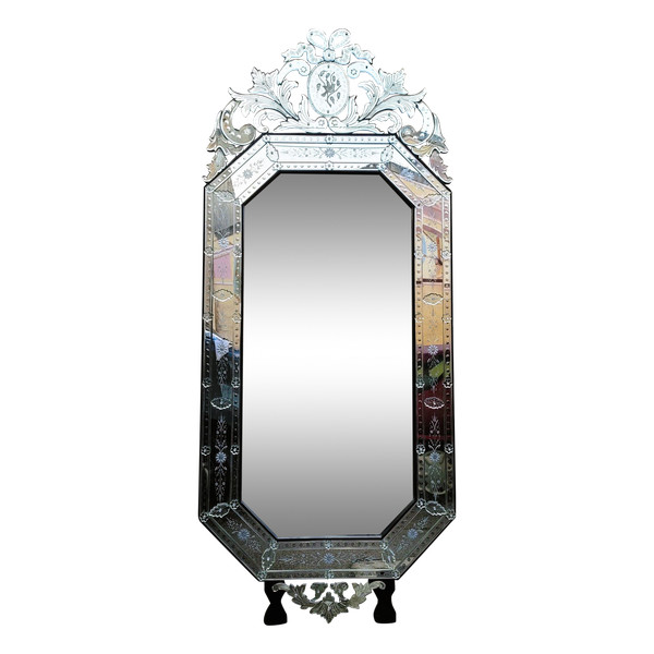 Very Large Engraved Venice Mirror, 260 Cm, 20th Century
