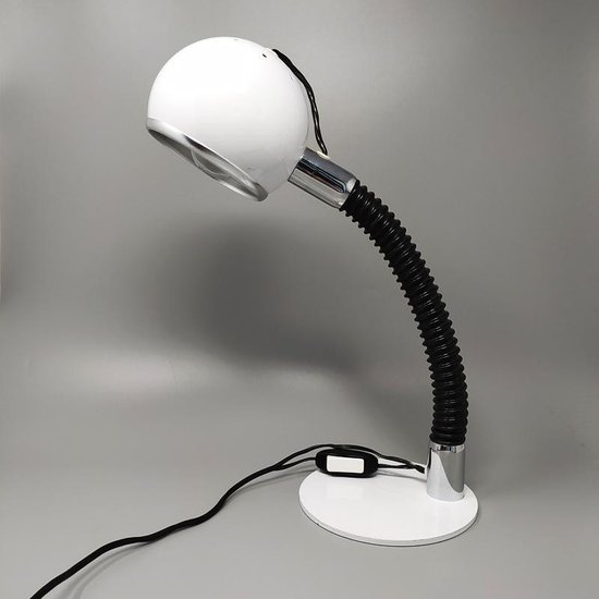 Stunning white Eyeball table lamp from the 1970s by Reggiani.
