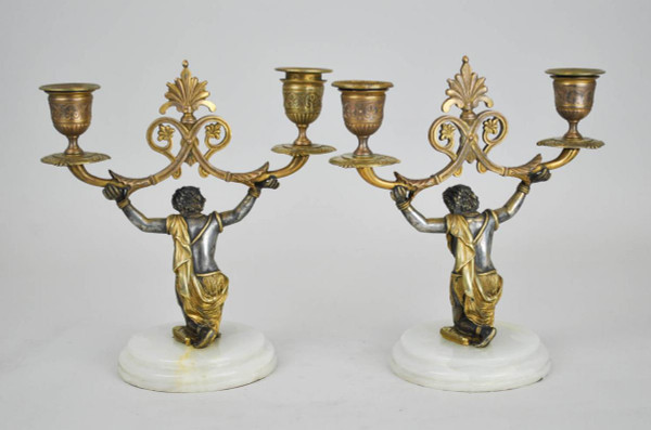 *Offre spéciale  *Coppia di candelabri nubiani, XIX secolo