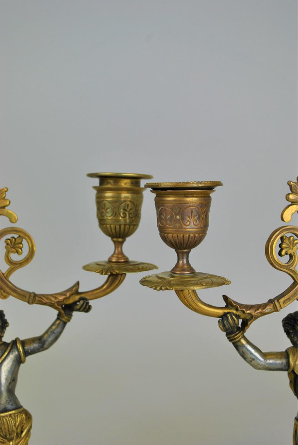 *Offre spéciale  *Coppia di candelabri nubiani, XIX secolo