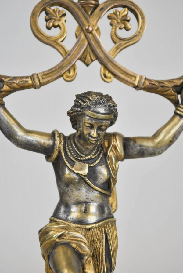 *Offre spéciale  *Coppia di candelabri nubiani, XIX secolo