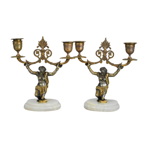 *Offre spéciale  *Coppia di candelabri nubiani, XIX secolo