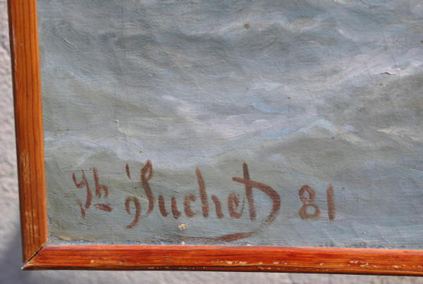 *Offre spéciale *Fischer an der Küste von Marseille, J Suchet, Öl auf Leinwand, 19. Jahrhundert