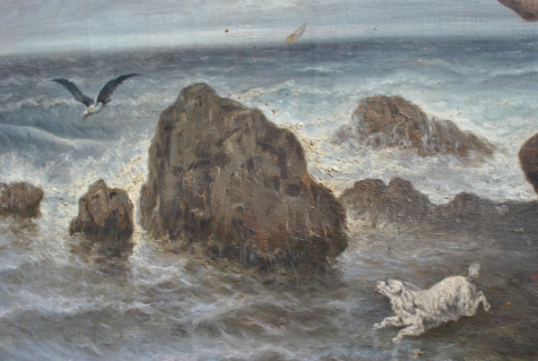 *Offre spéciale *Fischer an der Küste von Marseille, J Suchet, Öl auf Leinwand, 19. Jahrhundert