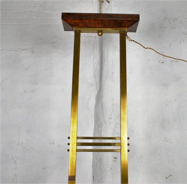 *Offre spéciale *Art Deco Chandelier In Wood And Bronze, Circa 1930