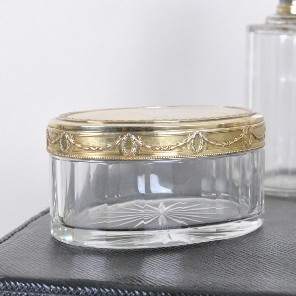 Cofanetto da toilette in cristallo e argento, monogrammato, XIX secolo
