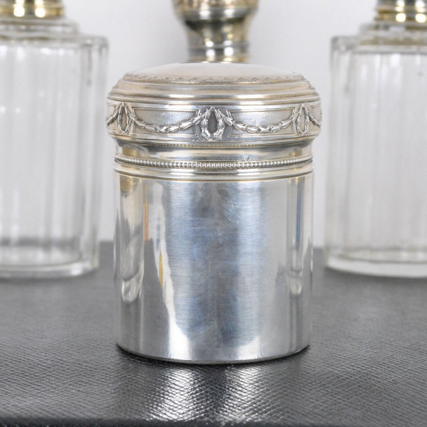 Cofanetto da toilette in cristallo e argento, monogrammato, XIX secolo