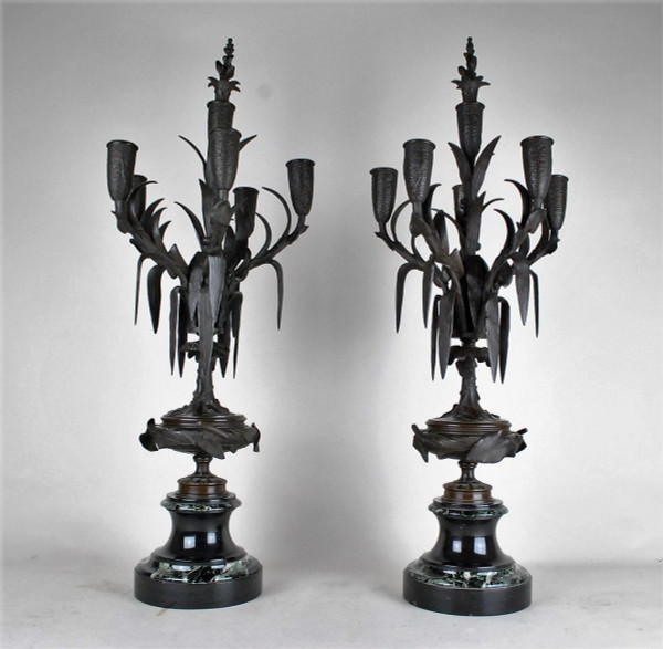 *Offre spéciale *James Pradier, Garniture De Nemausa, Bronze And Marble, 19th Century
