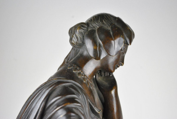 *Offre spéciale *James Pradier, Garniture De Nemausa, Bronze And Marble, 19th Century