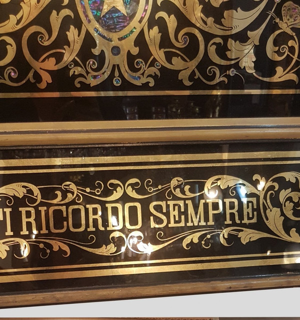 Églomisé Glass Frame, Signed Bucelli & Figli Ferrara, Napoleon III