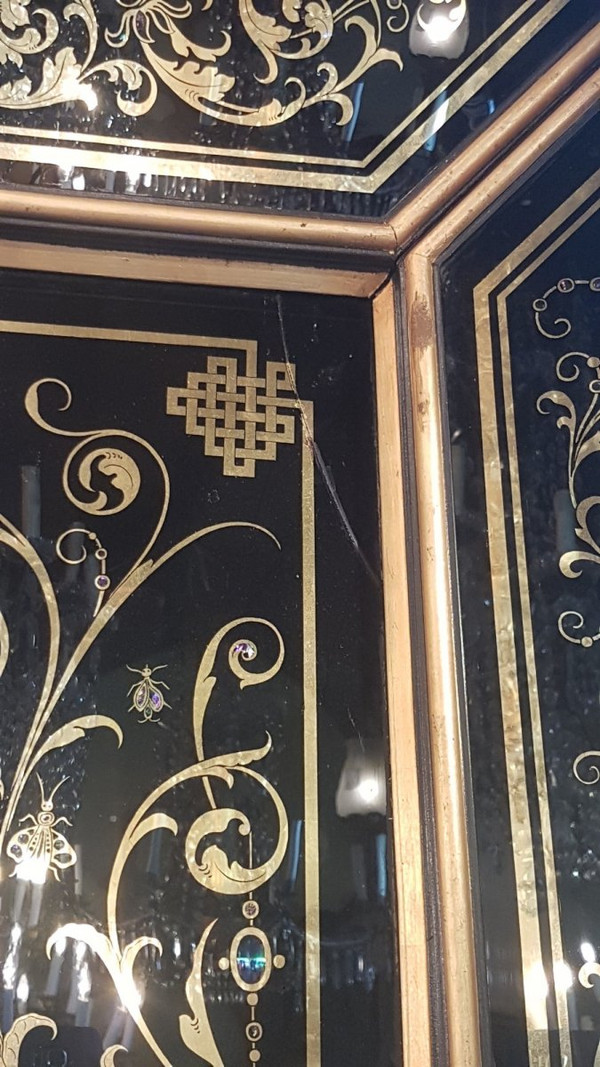 Églomisé Glass Frame, Signed Bucelli & Figli Ferrara, Napoleon III