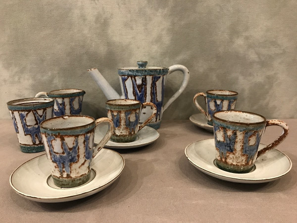Servizio da caffè in gres del 1970 circa