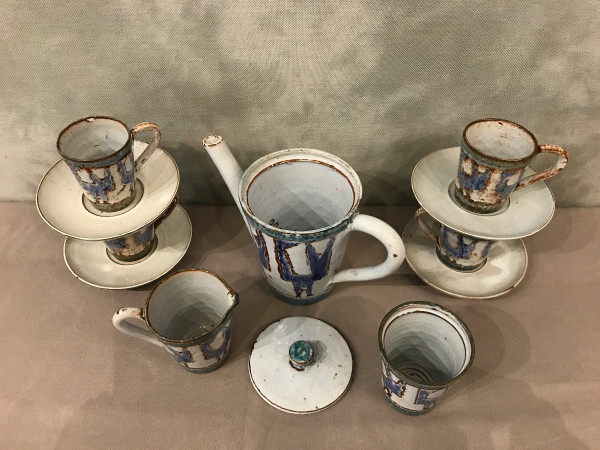Servizio da caffè in gres del 1970 circa