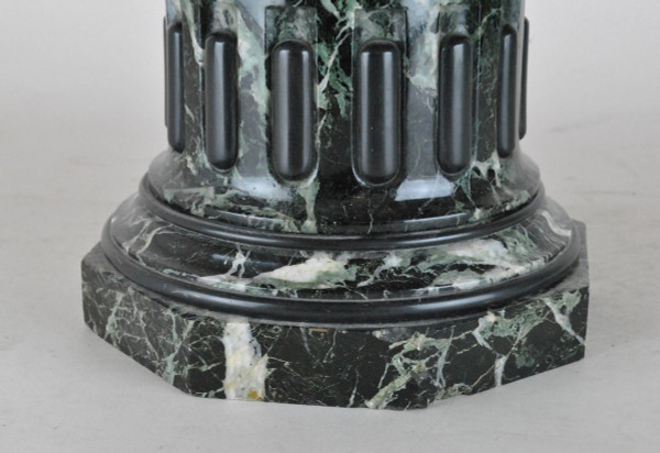 Coppa In Marmo E Putto In Bronzo Argentato, XIX Secolo