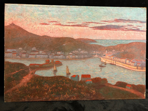 Ed . Poulain - Vue D’un Port Daté 1920 - Huile Sur Toile