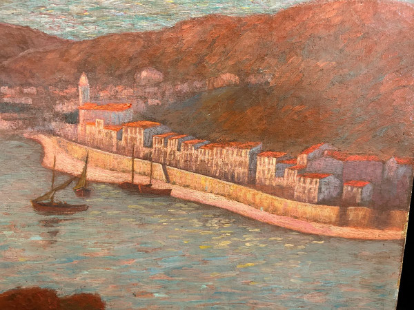 Ed . Poulain - Vue D’un Port Daté 1920 - Huile Sur Toile