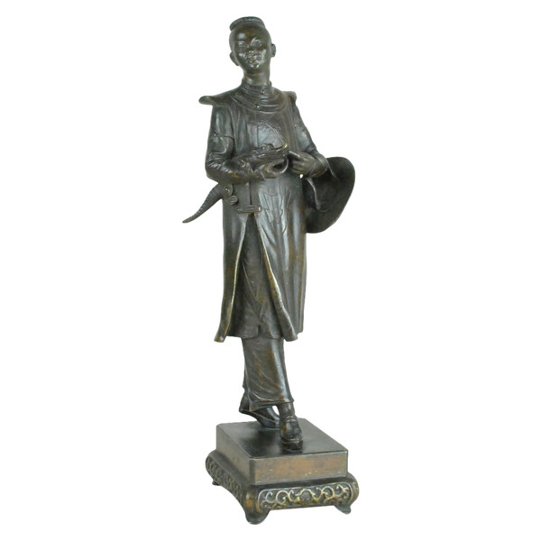 Coccodrillo cinese in bronzo, modello raro di H Galy, XIX secolo