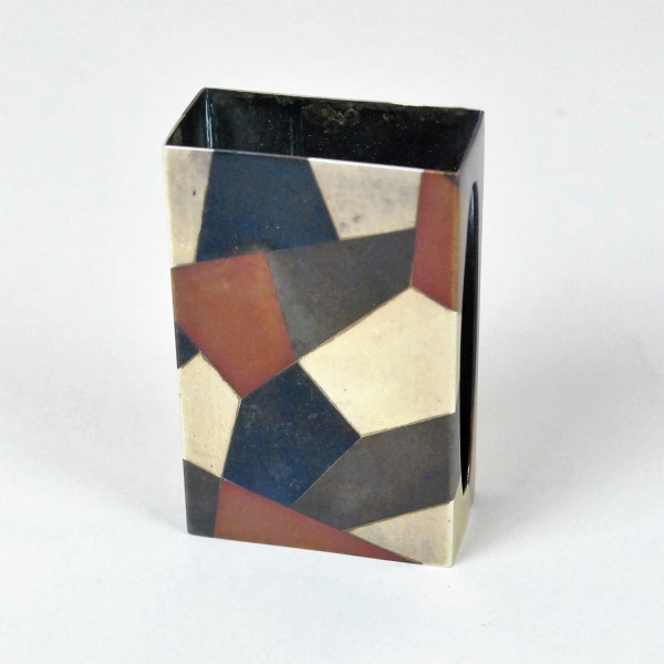 Inkwell And Matchbox In Enameled Silver Metal, Yamanaka, Art Deco 20th Century