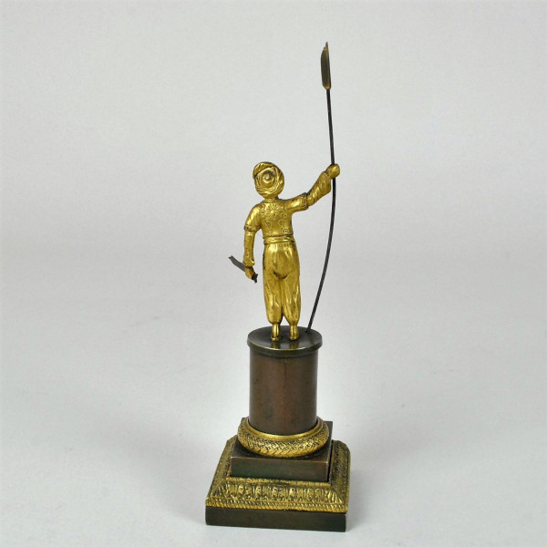 Turc à La Lance, Bronze Double Patine, 19eme Siècle