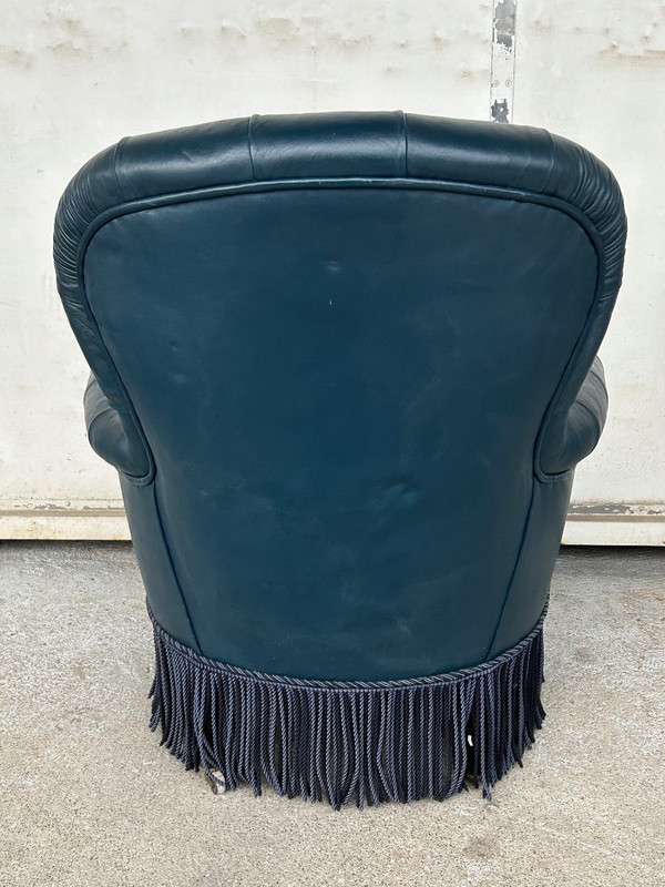 Poltrona Napoleone III - Pelle stile Chesterfield - Fine XIX secolo