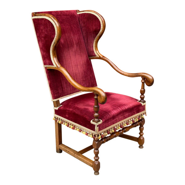 Louis XIII Period Walnut Winged Armchair