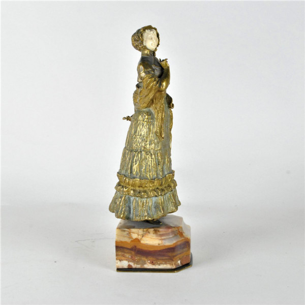 *Offre spéciale *Marquet, Chryselephantine élégante Jeune Femme, Signée, Fin 19ème Siècle