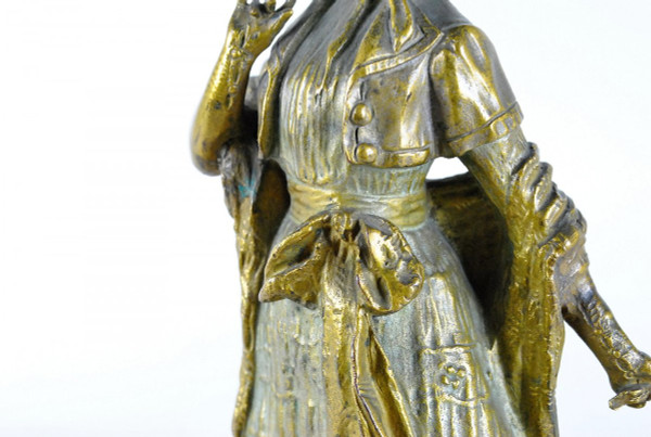 *Offre spéciale *Marquet, Chryselephantine élégante Jeune Femme, Signée, Fin 19ème Siècle