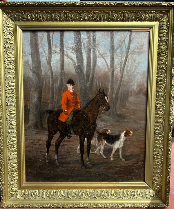 Gemälde – Öl auf Leinwand Jagd – signiert und datiert 1902