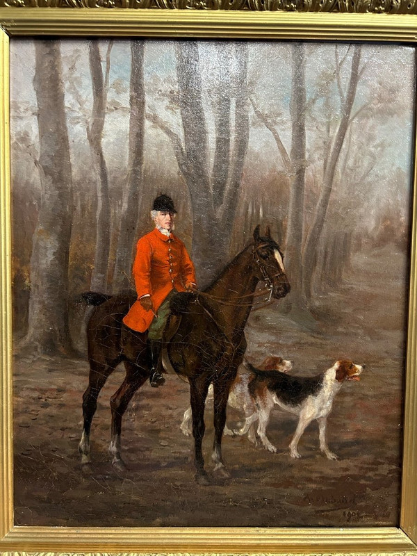 Gemälde – Öl auf Leinwand Jagd – signiert und datiert 1902