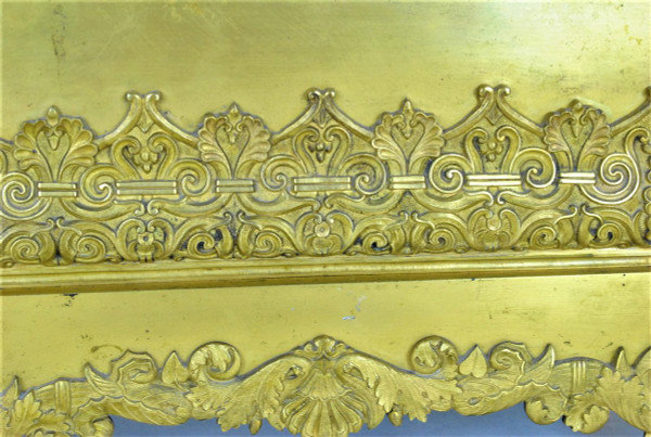 Gilt Bronze Clock, Greek With Lute, Restoration Period, 19th Century