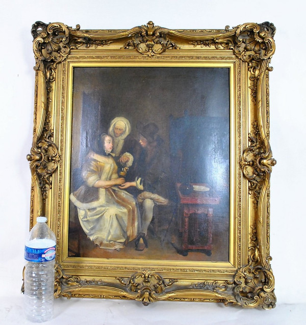 Olio Su Tela, Scena Di Interno, Scuola Settentrionale, XIX Secolo