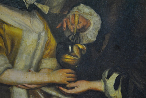Olio Su Tela, Scena Di Interno, Scuola Settentrionale, XIX Secolo
