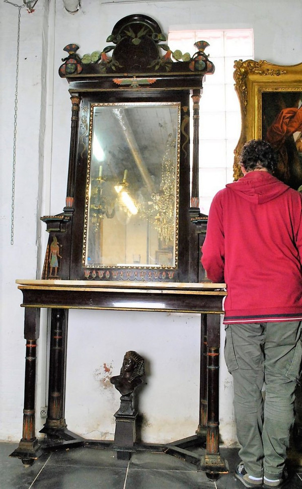 *Offre spéciale**Console + Miroir Egyptomanie,  Madrasa Craft School, Début XXème