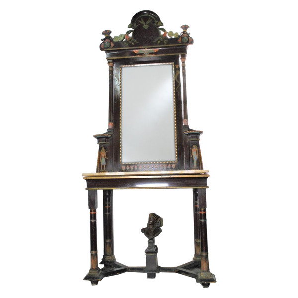 *Offre spéciale**Console + Miroir Egyptomanie,  Madrasa Craft School, Début XXème