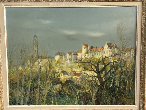 R W Thomas Huile Sur Isorel Vers 1950 - 60  Vue De Village
