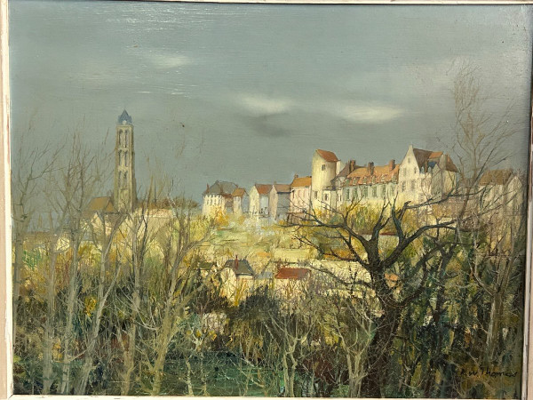 R W Thomas Huile Sur Isorel Vers 1950 - 60  Vue De Village